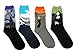 DZSbestdeal Men's 4 Pairs Cotton Colorful Patterned Casual Crew Socks, Assorted Colors, Shoe Size 6-12