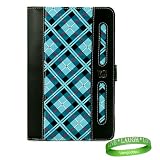 Stylish Blue Checker Plaid Melrose Leather Case for Latest Generation Amazon Kindle 3 with Wi-Fi + Live * Laugh *Love VanGoddy Wrist band!!!
