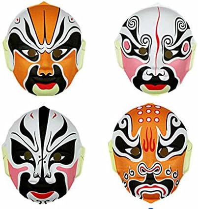 Beijing Opera Mask, Chinese Opera Mask, Party Favors Halloween Mask Dress-Up Costume Mask 4pcs Pattern 1
