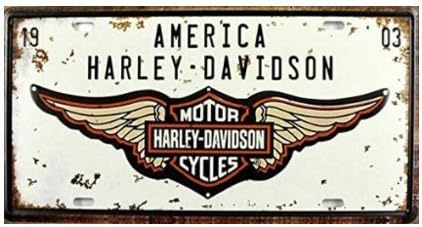America Harley Davidson Motor Vintage Metal Auto License Plate, Embossed Tag Size 6 X 12inch