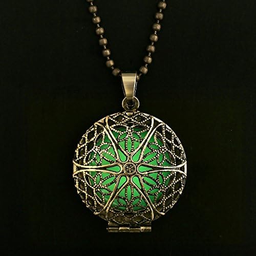 Joli Joly Glow in the Dark Ball Round Pendant Fairy Magical Brass Locket Steampunk Gothic + Ball Chain Necklace