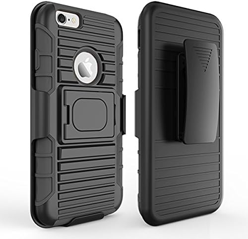 [Multifunction] AKibest Ring Kickstand Holster with Swivel Belt Clip-Heavy Duty Rugged Protective Case Dual Layer Armor Case for iPhone 6/6s (Black)