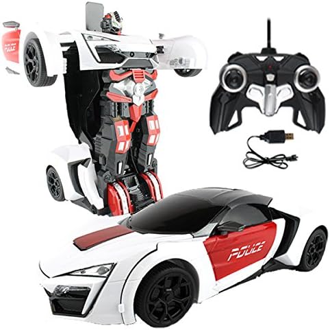 RC Car White Robot Remote Control Transforming Autobot