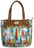 Fossil Key Per Shopper Stripe Multi Coated Canvas Handbag