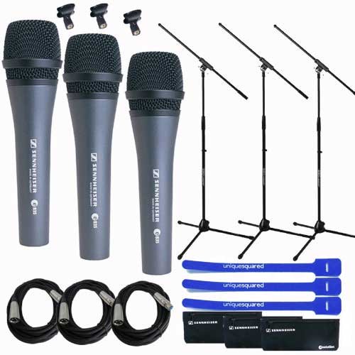 Sennheiser e835 + XLR + Stands + Cable Tie (3 Pack)