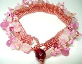 Chunky Beaded Crystal Stone Rose Pink White Bracelet Be Good - Fair Trade