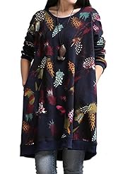 General Print Cotton/Polyester Long Sleeves Feathers Jumper 