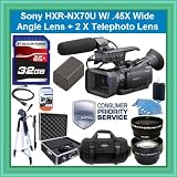 Sony HXR-NX70U NXCAM Compact Camcorder with 96GB Flash Memory Starter Package Includes NPFV100 Battery, 32GB SDHC Memory Card +.45x Wide Angle Lens + 2 X Telephoto + 72