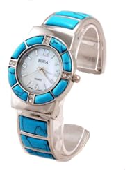 Bora Turquoise Watch Cuff Inlay Style with Crystal Accents