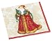 Caspari Santa 2 Paper Cocktail Napkin Package in Gift Box, Ivory