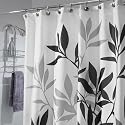 InterDesign Fabric Shower Curtain, Gray Leaves
