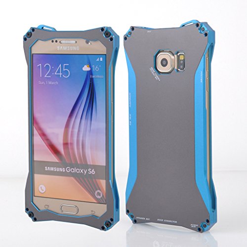 Galaxy S6 Case, COMC Aluminum Galaxy S6 Metal Case - Ultrathin [ALUMINUM BUMPER] Shock-Dispersion Technology with Full Metal Back Panel - Slim Metal Armor Case for Samsung Galaxy S6 G9200 (Blue)