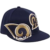 NFL Men's St. Louis Rams End Zone Flat Visor Flex Hat - Tw78Z (Navy, Small/Medium)