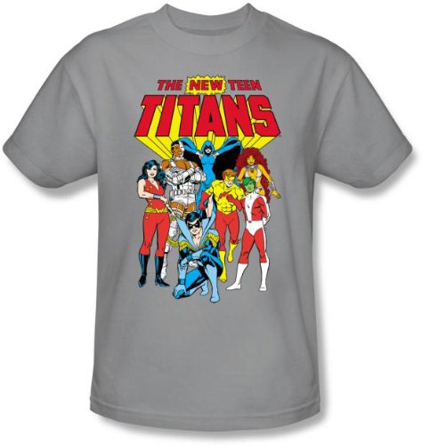  NEW TEEN TITANS DC Comics Adult Silver Gray T-shirt Tee Shirt