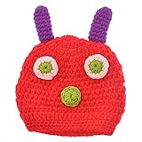 Foxnovo Cute Caterpillar Style Baby Infant Newborn Handmade Crochet Beanie Hat Clothes Baby Photograph Props (Blue)