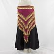 Rose Pink Triangular Hip Scarf/Belt with Gold Coins and Gold Beads