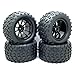 4x RC 1/10 Scale Car Monster Truck Type Tires Gravel w/ 5 Spokes Wheel Rim Black RC Parts