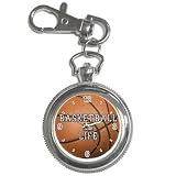 Key Chain Watch of Basketball (Hoops) Equals Life (I Love Basketball, Mavericks, Rockets, Grizzlies, Hornets, Spurs, Warriors, Clippers, Lakers, Suns, Nuggets, Timberwolves, Jazz)