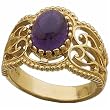 14Kt Yellow Gold Decorative Amethyst Cabochon Fashion Ring