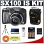 Canon PowerShot SX100IS 8MP Digital Camera with 10x Optical Image Stabilized Zoom (Black) + NiMH Rapid Charger & High-Capacity Rechargeable Batteries + USB Card Reader + Padded Camera Case