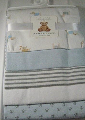 Rene Rolfe 5 Pk.Soft Flannel Baby Boys Receiving Blankets 100% Cotton