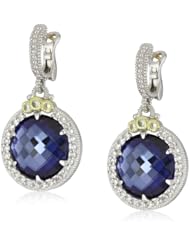 Judith Ripka "La Petite" Round Melange Blue Sapphire Stone Earrings