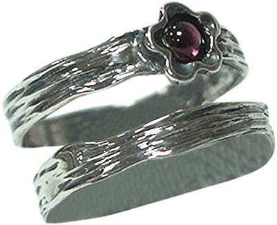 925 Sterling Silver Ring Red Garnet Stone Fashion Designer Band - Nickel Free