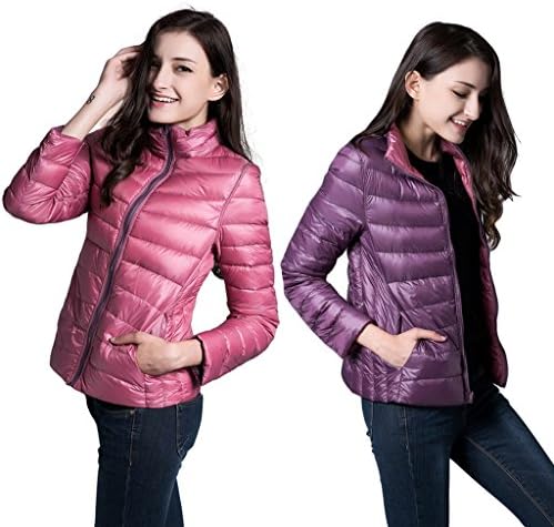 WenVen Women's 2-Sided Wearable down jacket light weight(Purple/Pink,L)