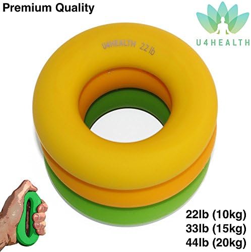 Hand Grip Ring for Stress Relief and Strength - Set of 3 Anti-stress, Fitness and Rehabilitation Silicone Rings (22, 33, 44lb Resistance) - Finger Wrist Hand Forearm Workout Exerciser