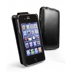 Tuff-Luv Tuff-Grip superflach Leder Tasche Case (zweite Version) f�r Apple iPhone 4G - Schwarz