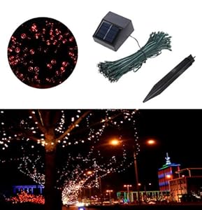 [Promotion] Red Solar Powered Indoor and Outdoor Fairy String Lights Solar Light Strings 11M 60 Leds Light Strings for Home Decoration Birthday Party Christmas