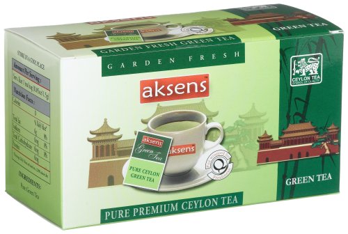 Aksens Pure Premium Ceylon Tea, Green Tea, 25-Count Teabags, 1.3-Ounce Boxes (Pack of 10) by Akens