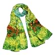 100% Luxurious Charmeuse Silk Van Gogh's "Peach Tree in Bloom" Hand Rolled Edges Long Scarf Shawl
