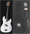 SX BG1K WT Bass Guitar Package White w/BA 1565 AMP, Strap, & Instructional DVD
