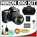Nikon D90 Digital SLR Camera with 18-105mm AF-S DX VR Nikkor Lens [Outfit] + EN-EL3e Battery + Case + Cameta Bonus Accessory Kit