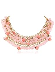 Rondelle and Rose Statement Necklace, 16"
