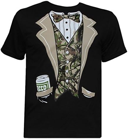 Mens Black Camo Tuxedo Short-Sleeve T-Shirt