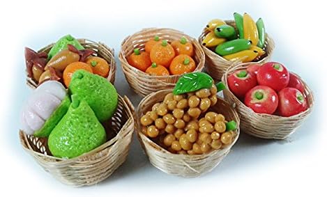 Mini Dollhouse Set of 6 Apple Orange Banana Miniature Fruit