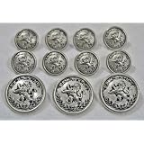 Metal Silver Toned Shank Blazer Sport Coat Button Set