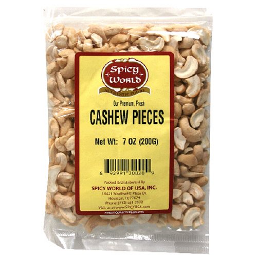 Spicy World Cashew Pieces Large, 7-Ounce Bags (Pack of 6) by Spicy World
