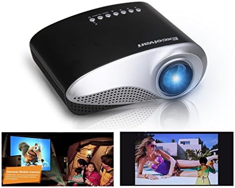Excelvan LED/LCD Mini Multimedia Projector for iPhone iPad Android Phone Home Theatre Cinema 480*320 with AV /USB/VGA/HDMI/SD Input (Black)