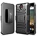 ZTE Case Compatible ZTE Maven 3, Maven 2, ZFive 2, Prestige, Prestige 2, Sonata 3, Avid Plus, Avid Trio,Overture 3,Prelude Plus [Tempered Glass Screen Protector] Belt Clip Holster Kickstand -Black