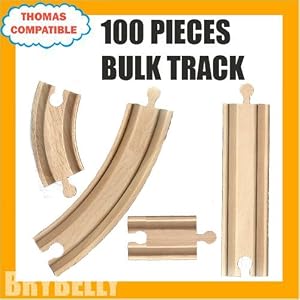 100 Piece Bulk Wooden Train Track Compatible with Thomas and Friends Wooden Railway System by