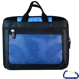 Durable Nylon (Blue) Laptop Carrying Case for the Asus Eee PC S101 and Eee PC 1000 Series - 1000HA, 1000HE, 1001HA, 1002HA, 1005HA, 1008HA - 10 Inch Netbook Laptop Computer with Free Carabiner Key Chain