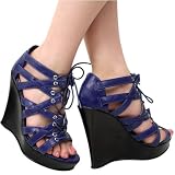 Sunshine23 Lace Up Wedge Sandal BLUE