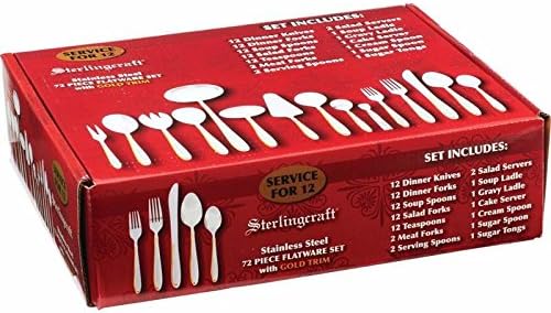 Sterlingcraft High-quality Stainless Steel 72pc Flatware And Hostess Set With Gold Trim