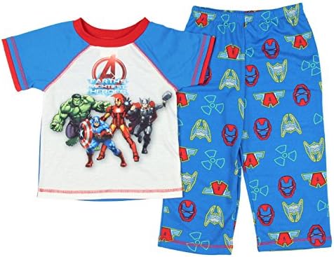 Marvel Little Boys 2-Piece The Avengers Pajama Set 3T Blue, Red & White