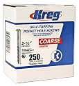 Kreg SML-C250S5-250 305 Stainless Steel Pocket Hole Screws - 2 1/2", #10 Coarse, Washer Head, 250 count