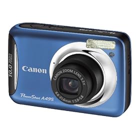 Canon PowerShot A495 Digital Camera - Blue (10MP, 3.3x Optical Zoom) 2.5 Inch TFT Screen