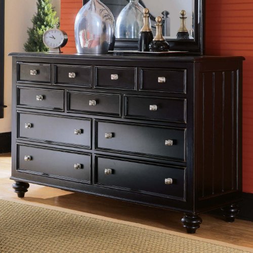 American Drew Camden 9 Drawer Double Dresser in Black Finish